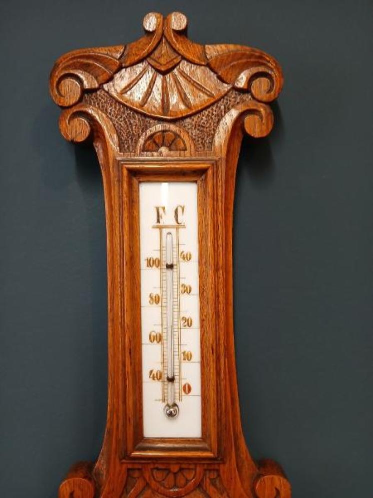 Victorian Golden Oak Banjo Barometer - Image 3