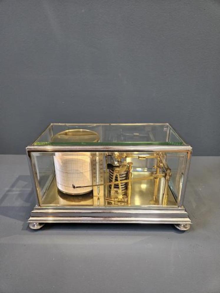 Unusual Edwardian Brass and Nickel Plated Case Barograph - Image 1