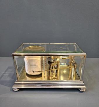 Unusual Edwardian Brass and Nickel Plated Case Barograph