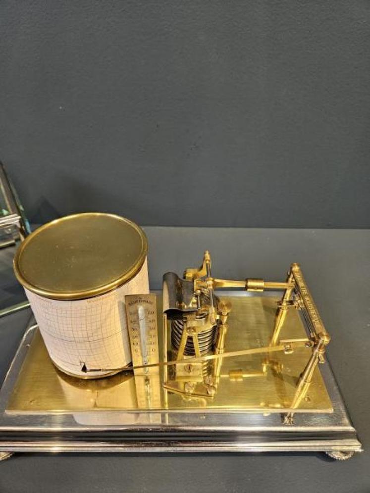 Unusual Edwardian Brass and Nickel Plated Case Barograph - Image 2