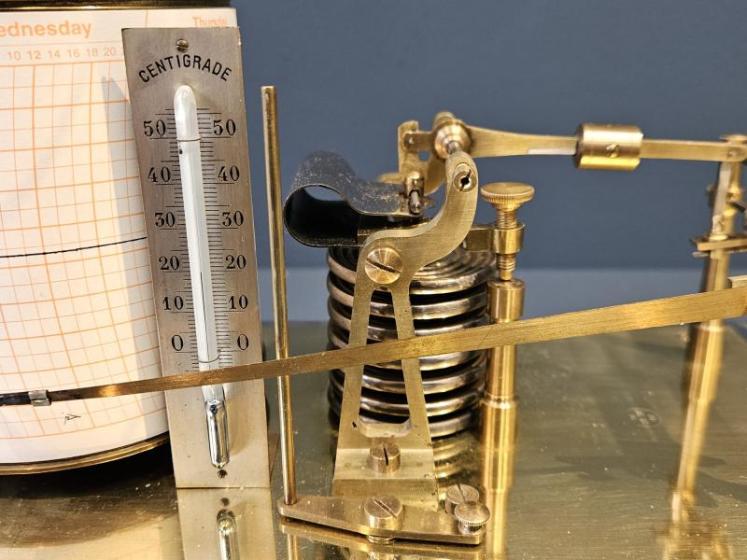 Unusual Edwardian Brass and Nickel Plated Case Barograph - Image 7