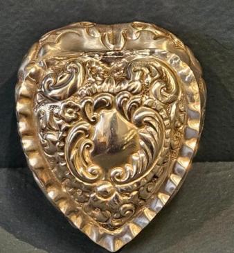 Small Victorian Heart Shaped Silver Ring Box