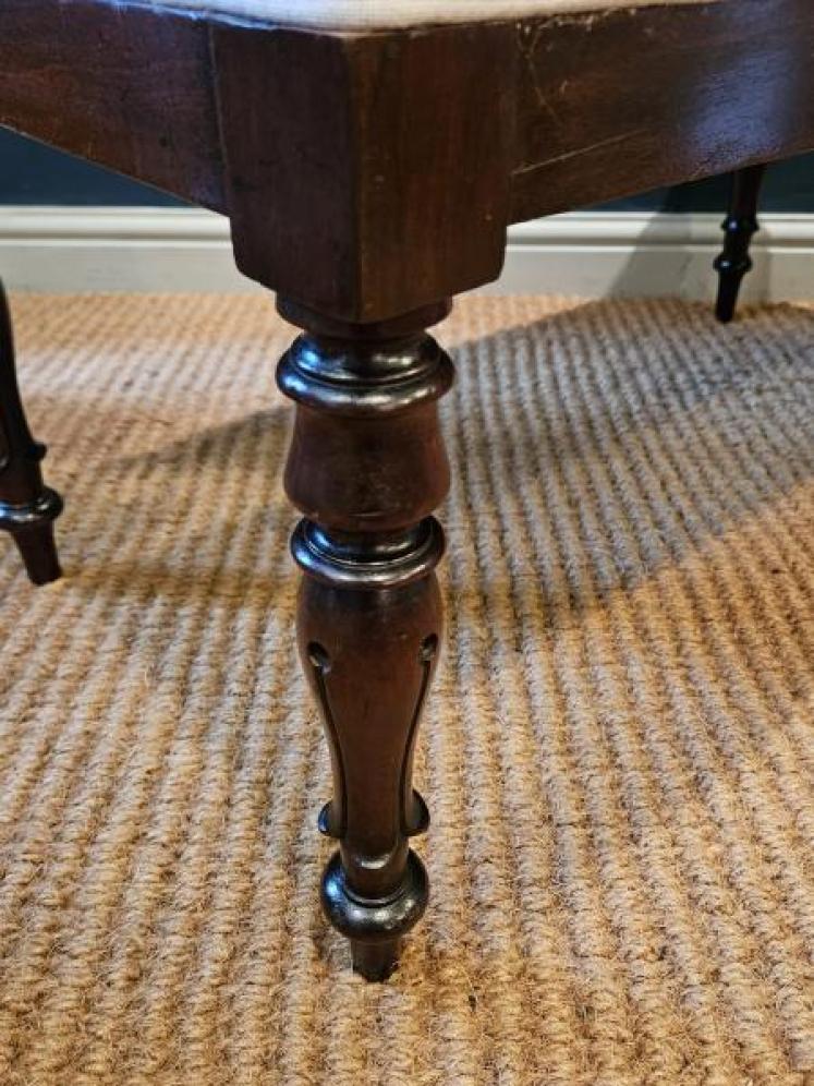 William IV Mahogany Linen Covered Stool - Image 3