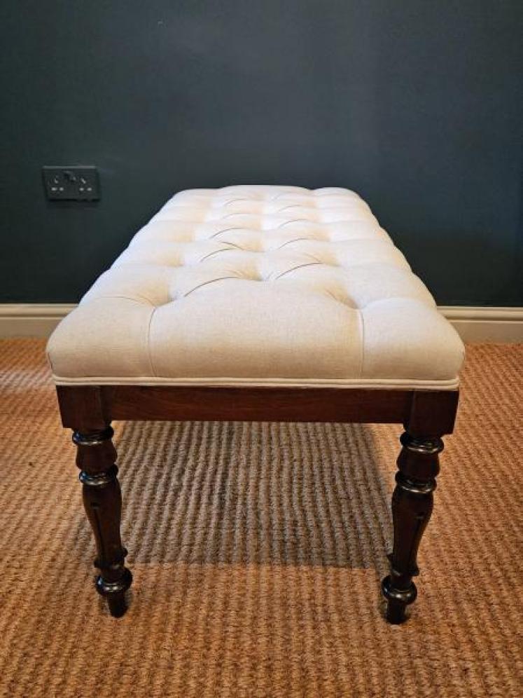 William IV Mahogany Linen Covered Stool - Image 6
