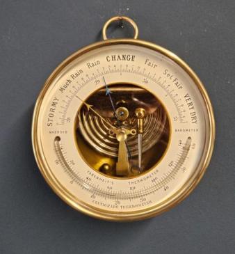 Victorian Skeletonised Marine Barometer With Crescent Thermometer 