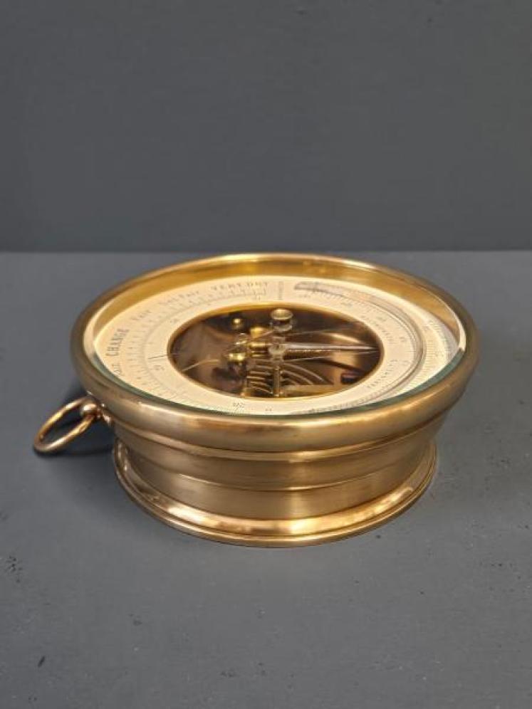 Victorian Skeletonised Marine Barometer With Crescent Thermometer  - Image 2