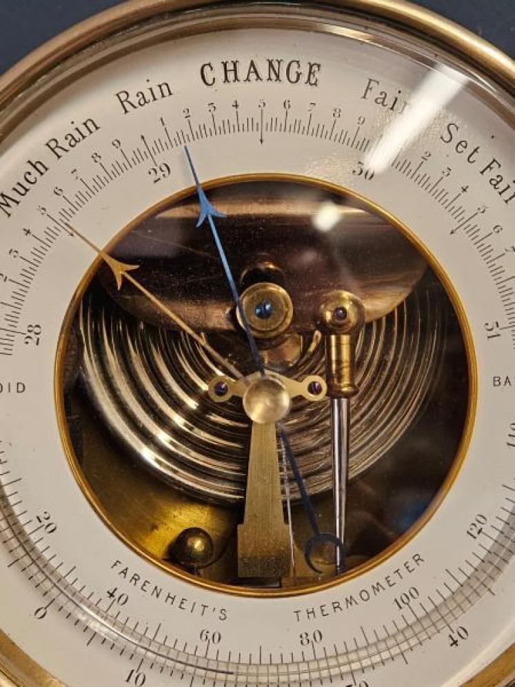 Victorian Skeletonised Marine Barometer With Crescent Thermometer  - Image 4
