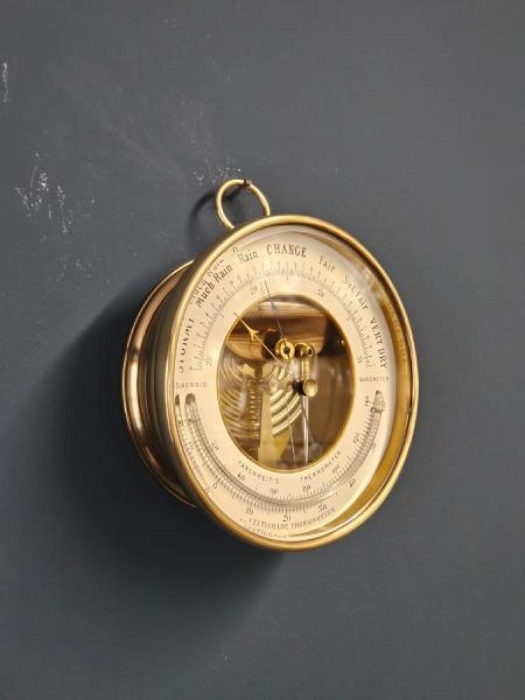 Victorian Skeletonised Marine Barometer With Crescent Thermometer  - Image 5