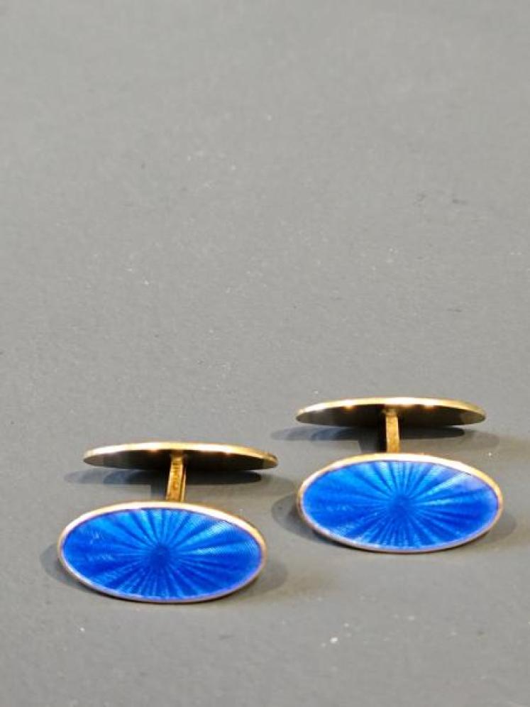 David Andersen Norwegian Silver Gilt and Enamel Cufflinks - Image 1
