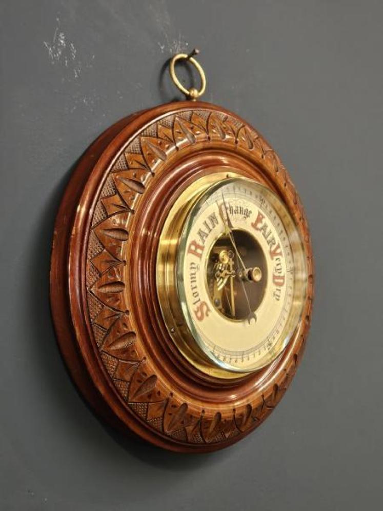 Victorian Turned and Carved Mahogany Cased Barometer - Image 2