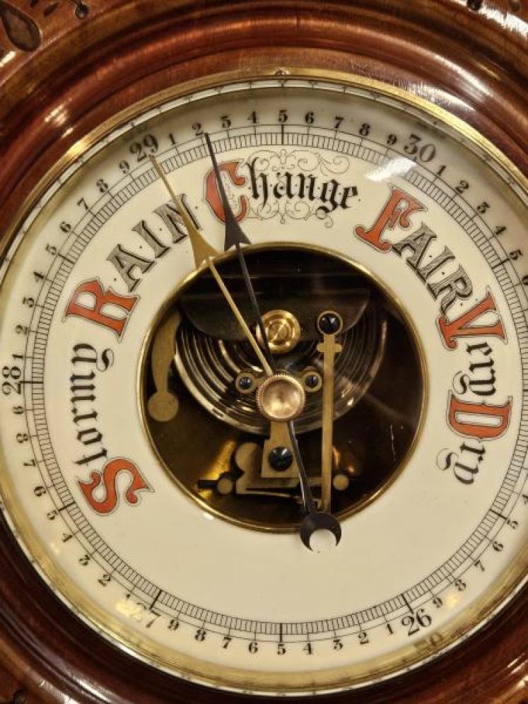 Victorian Turned and Carved Mahogany Cased Barometer - Image 5