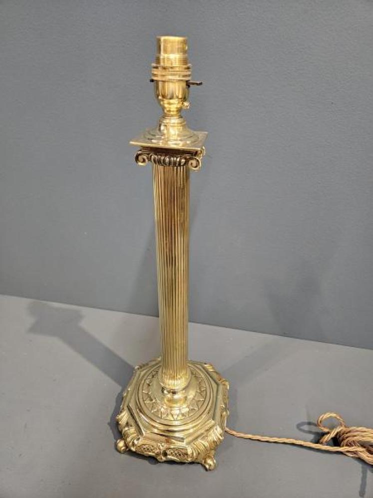 Edwardian Reeded Column Doric Mount Table Lamp - Image 7