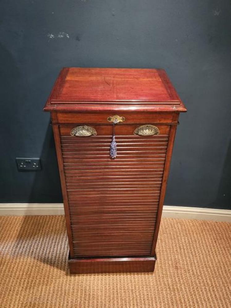 Edwardian Mahogany Tambour Front Filing Cabinet - Image 2