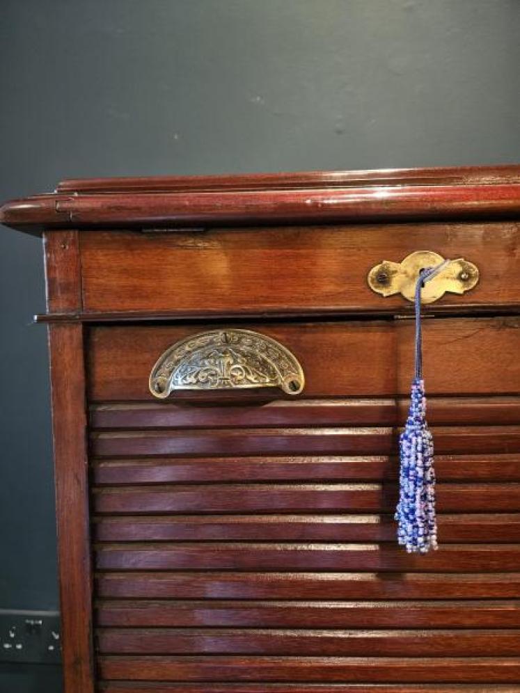 Edwardian Mahogany Tambour Front Filing Cabinet - Image 4