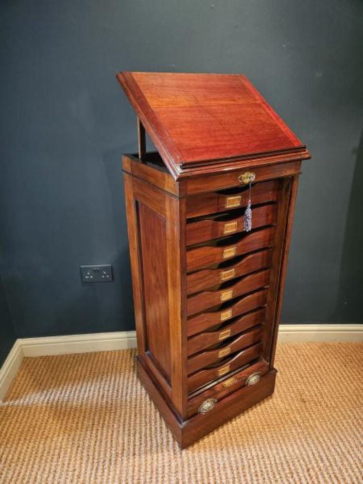 Edwardian Mahogany Tambour Front Filing Cabinet - Image 6