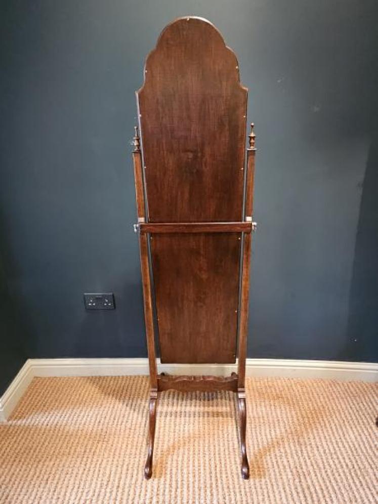 Edwardian Walnut Cheval Mirror - Image 7