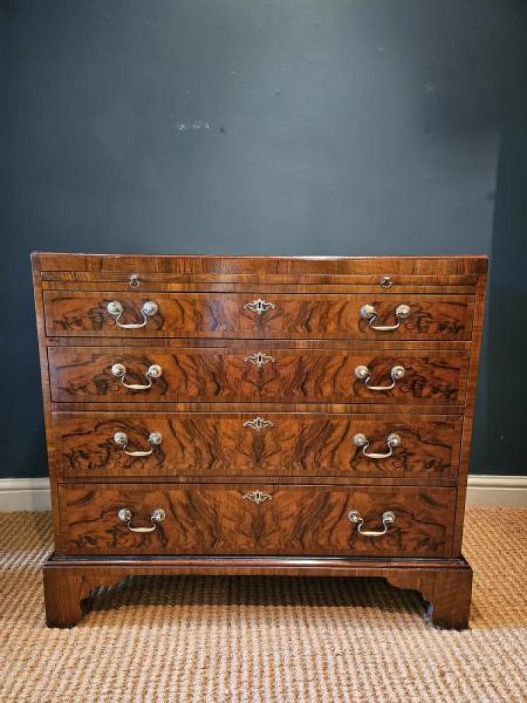 Superb Late Georgian Walnut Chest with Brushing Slide - Image 1