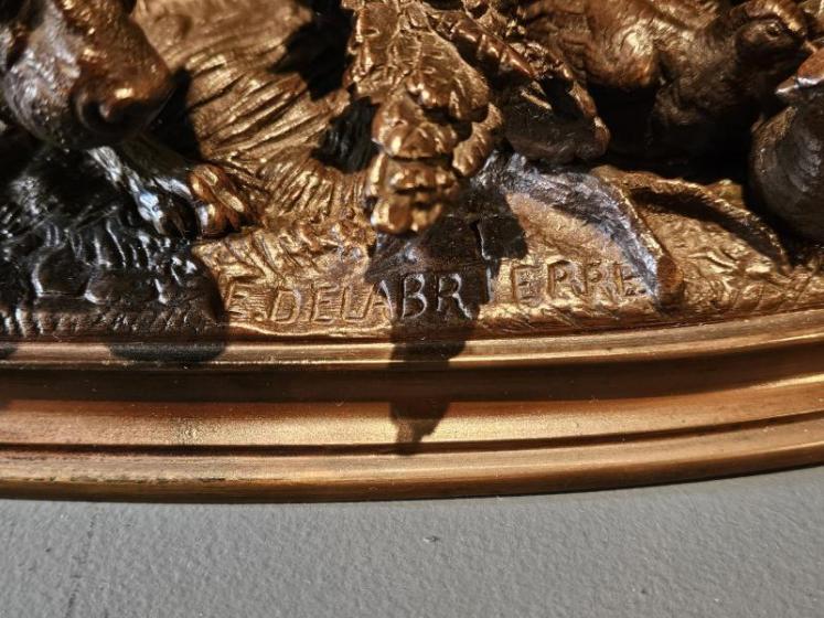 Superb Signed Bronze of Retrievers by French Sculptor Delabrierre - Image 5