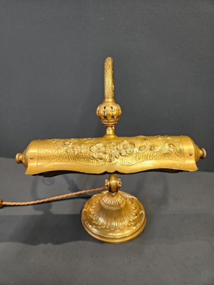 Edwardian Gilt Brass Desk Lamp - Image 4