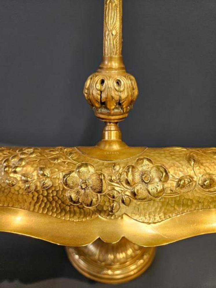 Edwardian Gilt Brass Desk Lamp - Image 5