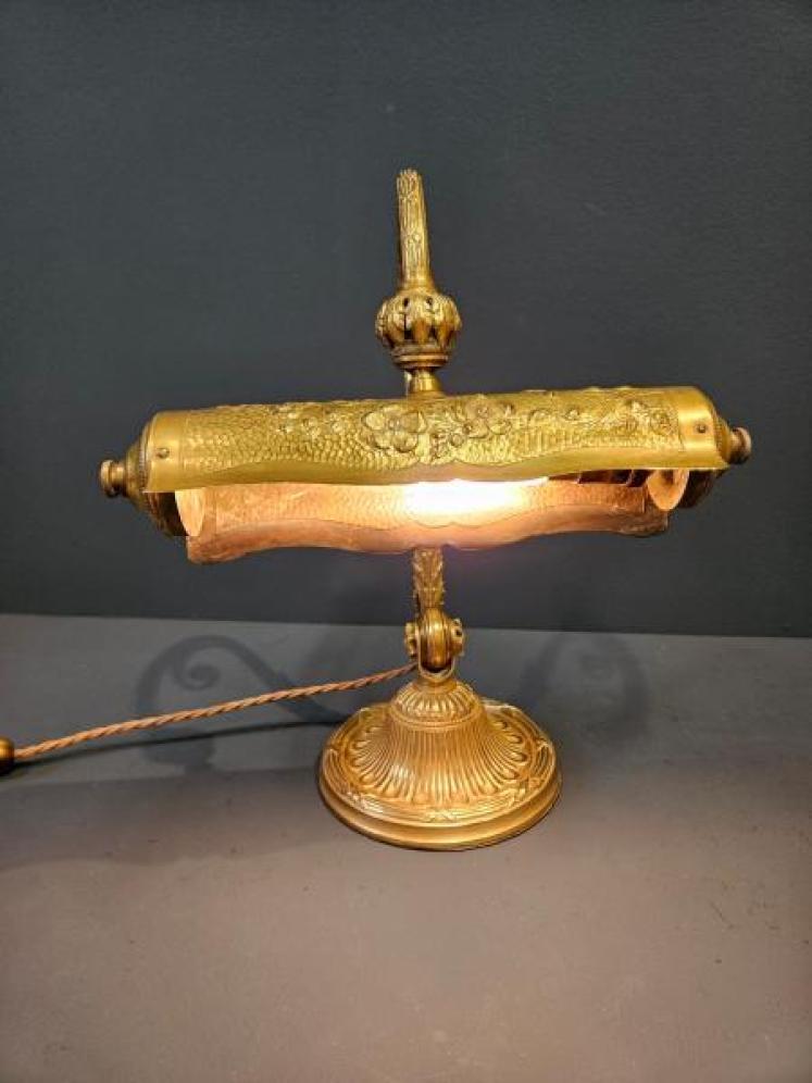 Edwardian Gilt Brass Desk Lamp - Image 7