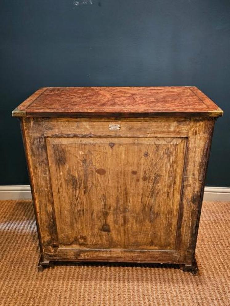 Victorian Edwards and Roberts Shallow Proportioned Burr Walnut Campaign Style Chest - Image 5