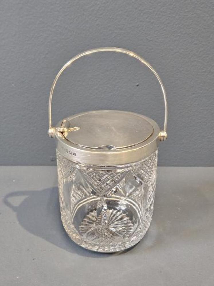 Hukin & Heath Silver Topped Preserve Pot with Handle Closing Lid - Image 1