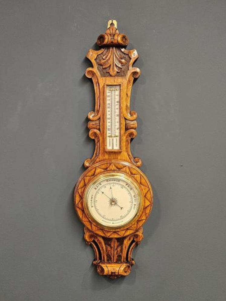 Victorian Oak Starburst Banjo Barometer - Image 1