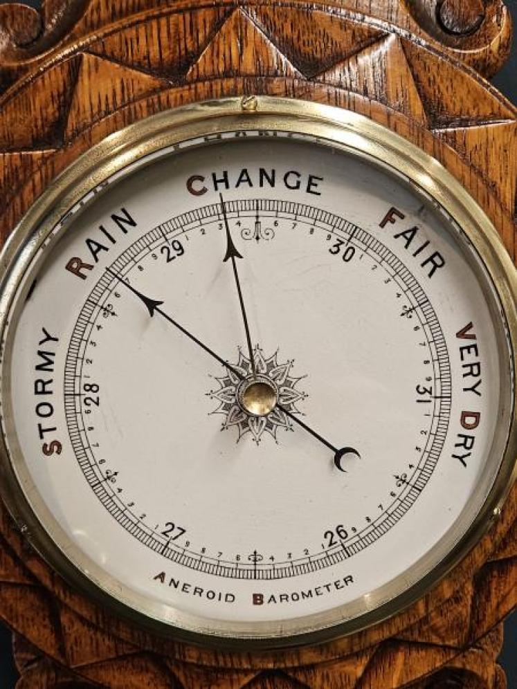 Victorian Oak Starburst Banjo Barometer - Image 3