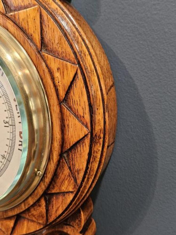 Victorian Oak Starburst Banjo Barometer - Image 4