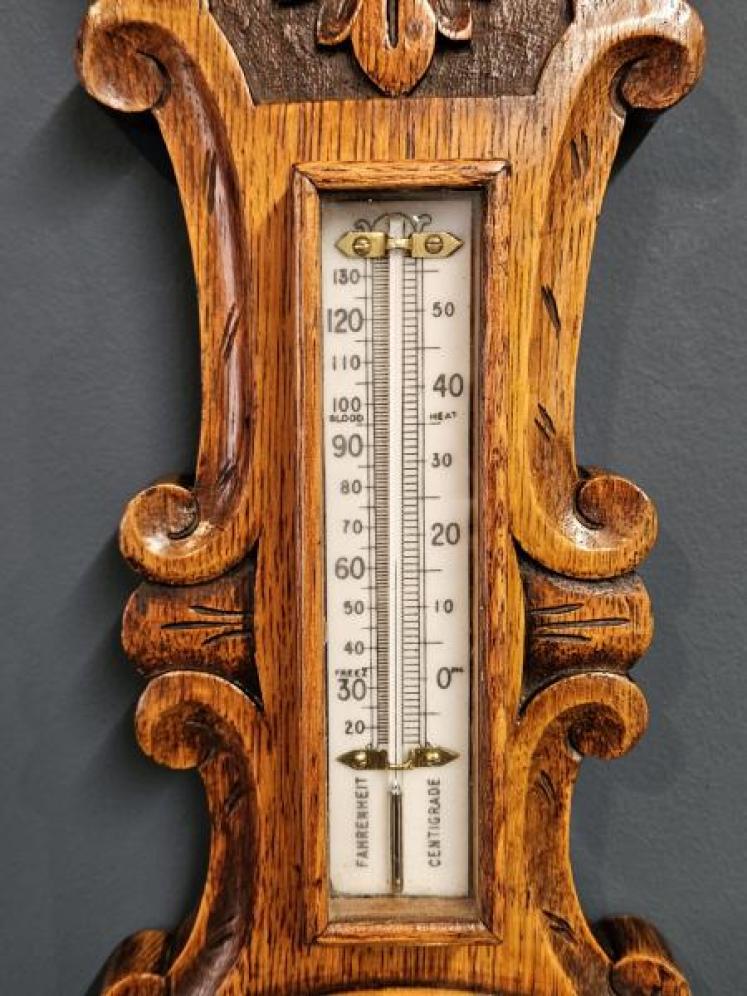 Victorian Oak Starburst Banjo Barometer - Image 5
