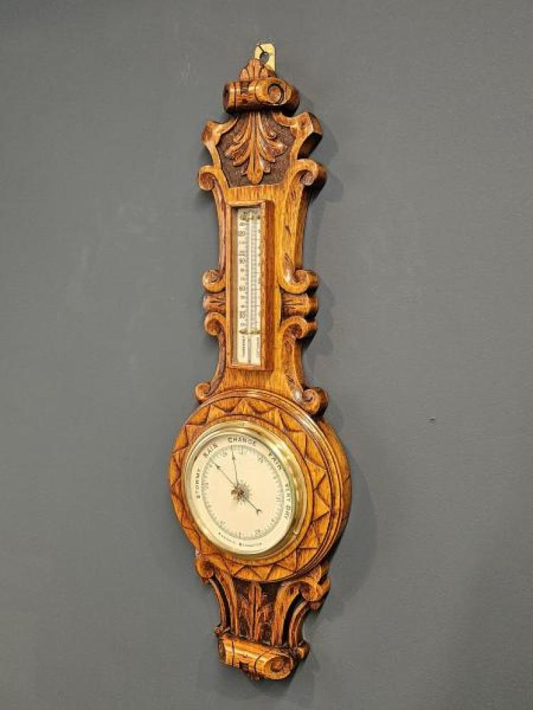 Victorian Oak Starburst Banjo Barometer - Image 6