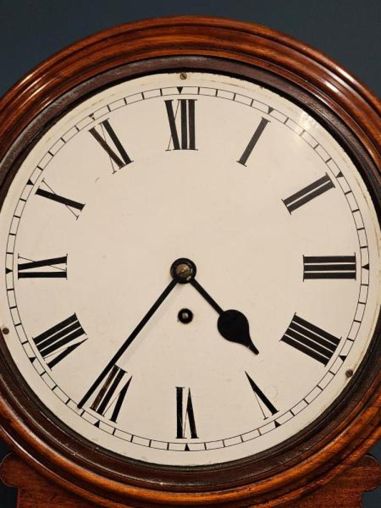 Victorian 8 Day Single Fusee Drop Dial Wall Clock  - Image 4