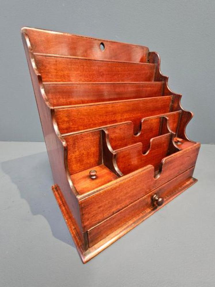 Early Victorian Mahogany Waterfall Stationery Rack - Image 2