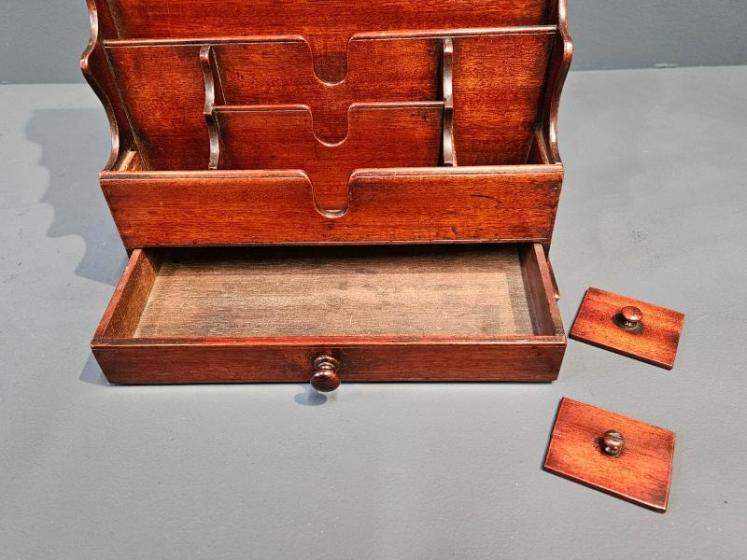 Early Victorian Mahogany Waterfall Stationery Rack - Image 3