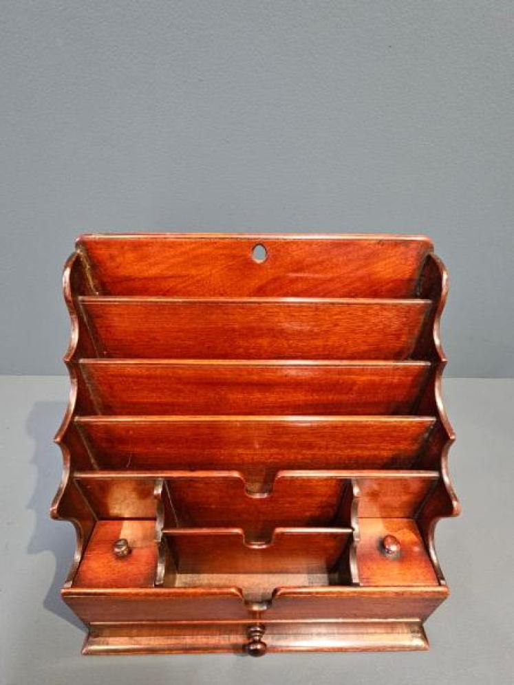 Early Victorian Mahogany Waterfall Stationery Rack - Image 4