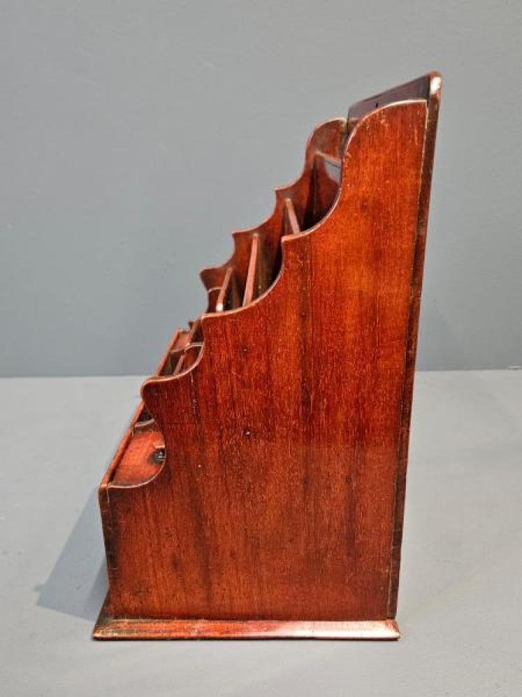 Early Victorian Mahogany Waterfall Stationery Rack - Image 5