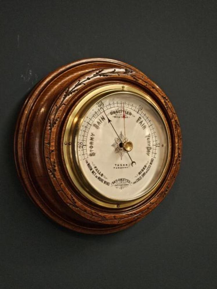 Victorian Oak Case Torquay Aneroid Barometer - Image 2