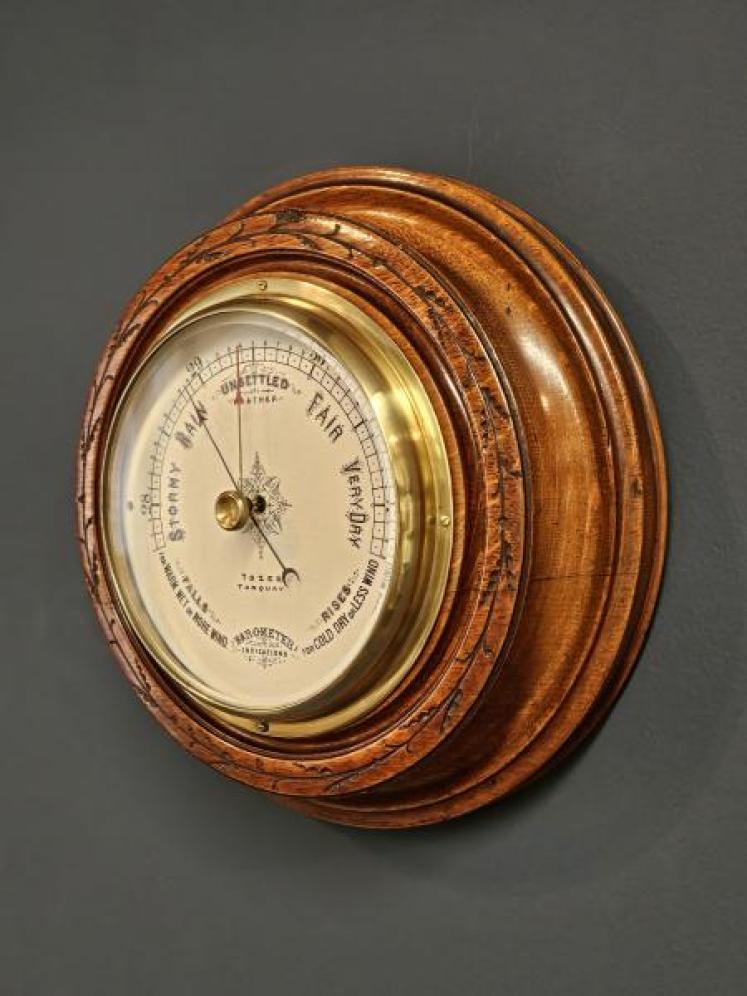 Victorian Oak Case Torquay Aneroid Barometer - Image 3
