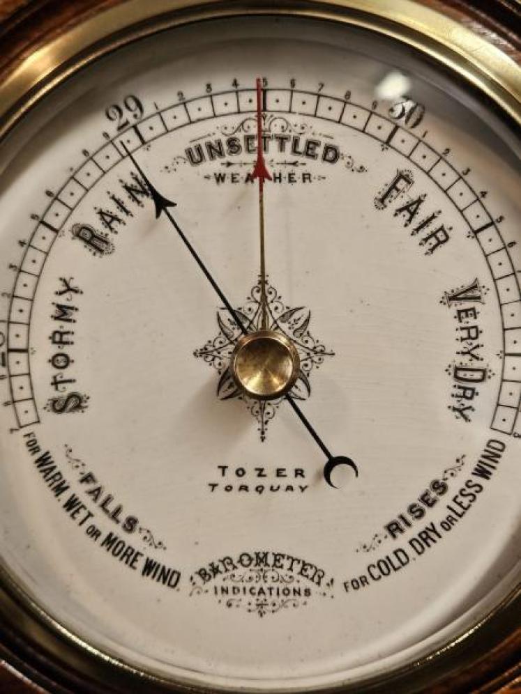 Victorian Oak Case Torquay Aneroid Barometer - Image 5