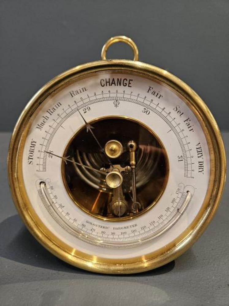 Victorian Marine Barometer and Oak Stand - Image 4
