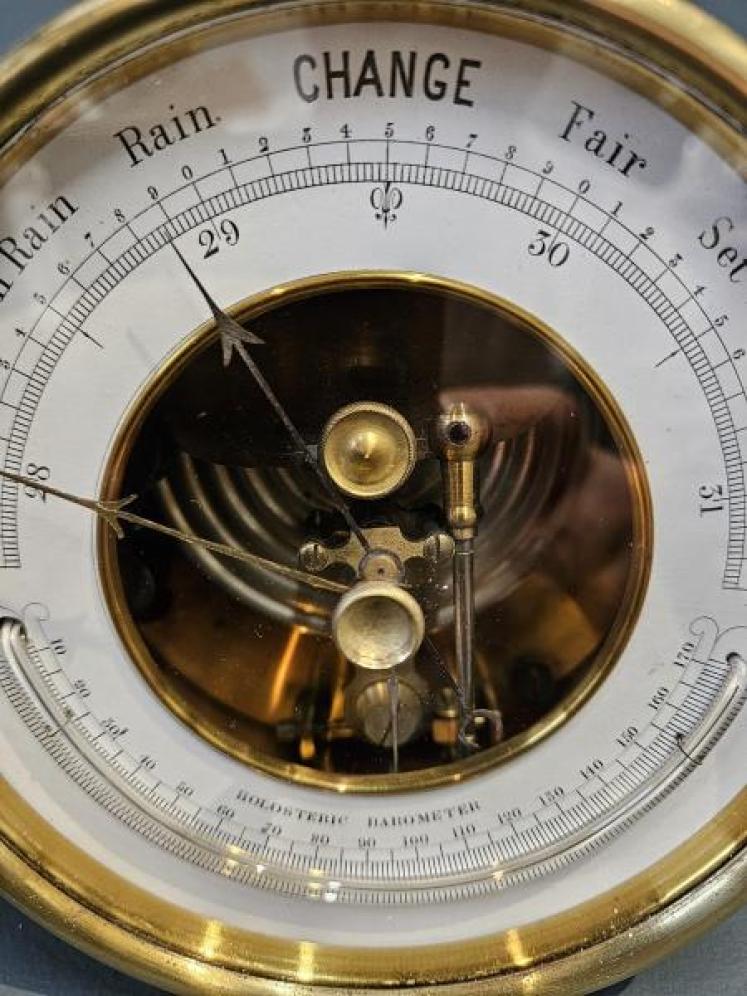 Victorian Marine Barometer and Oak Stand - Image 6