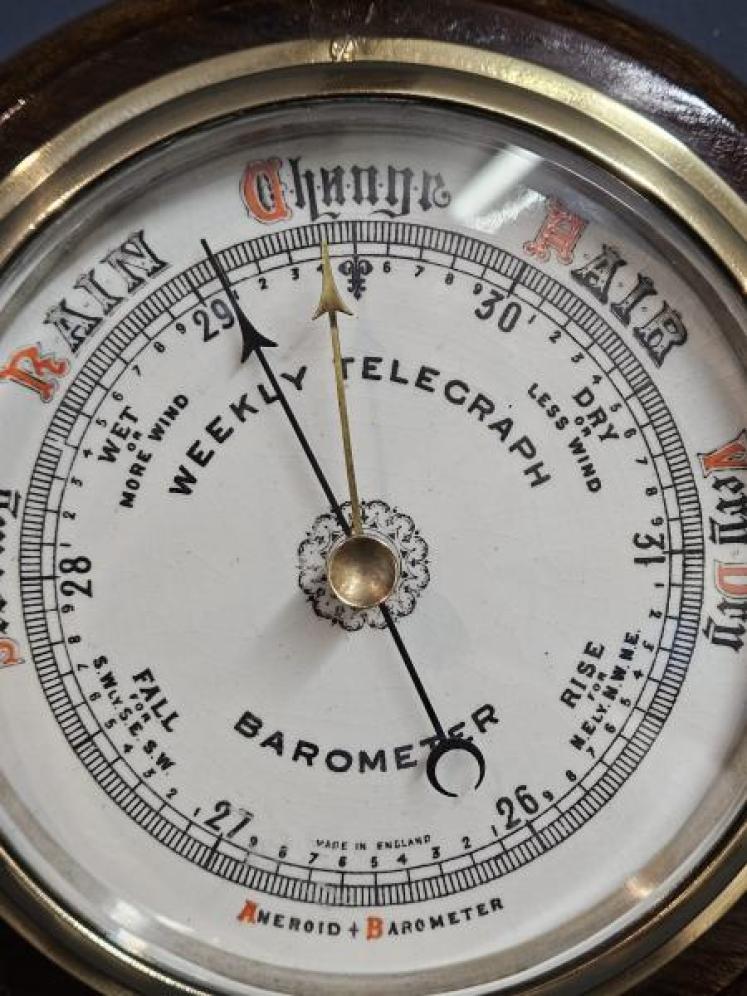 Weekly Telegraph Oak Cased Barometer - Image 2