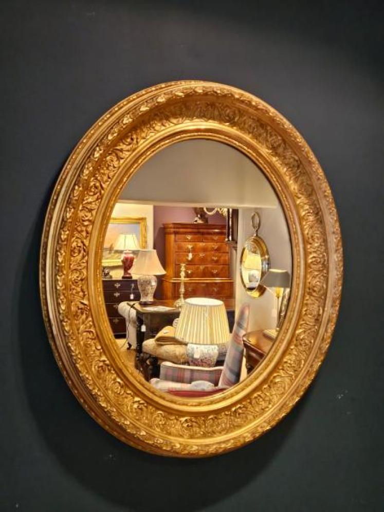 Victorian Timber Gilt Oval Mirror - Image 1