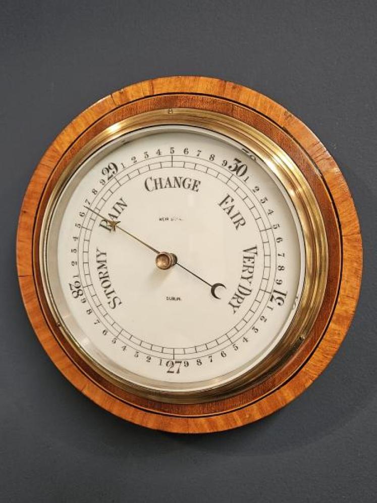 Edwardian Dublin Walnut Cased Aneroid Barometer - Image 1