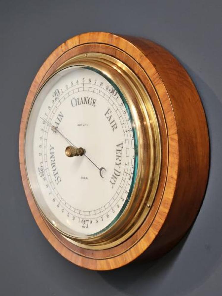 Edwardian Dublin Walnut Cased Aneroid Barometer - Image 4