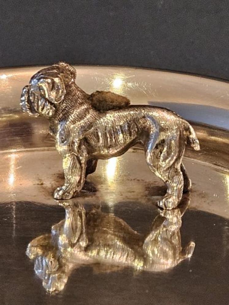 Unusual Silver Bulldog Pin Cushion and Pin Tray - Image 3