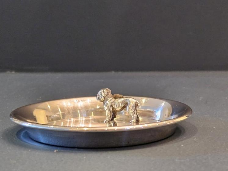Unusual Silver Bulldog Pin Cushion and Pin Tray - Image 4