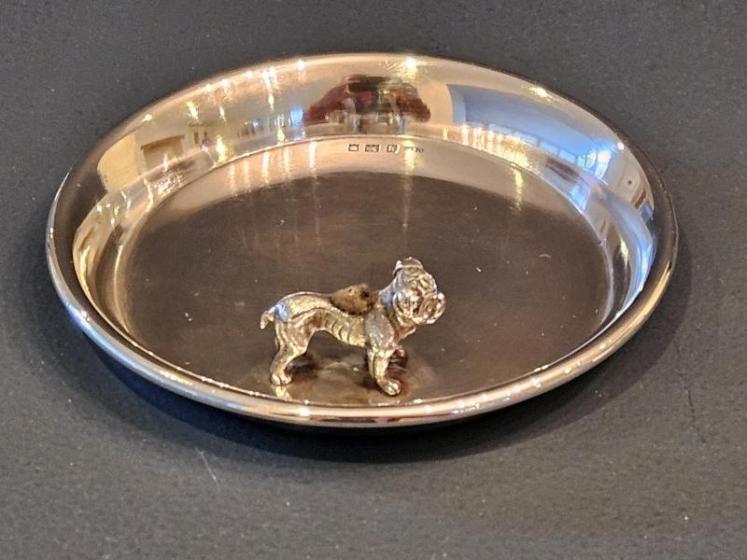 Unusual Silver Bulldog Pin Cushion and Pin Tray - Image 7
