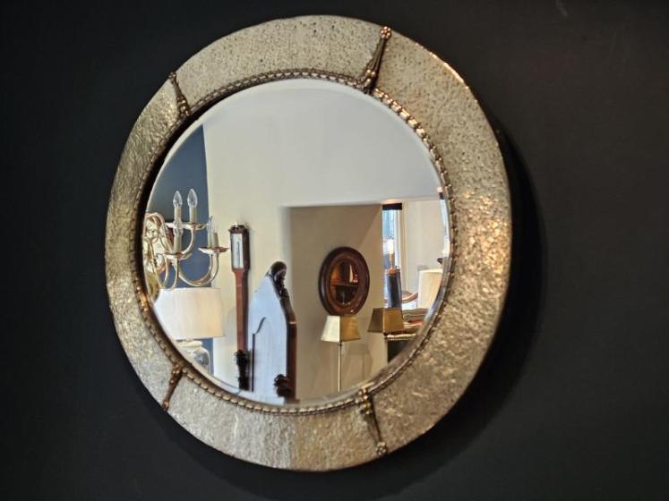 Arts and Crafts Brass Framed Mirror - Image 2